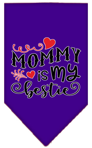 Mommy is my Bestie Screen Print Pet Bandana Purple Large